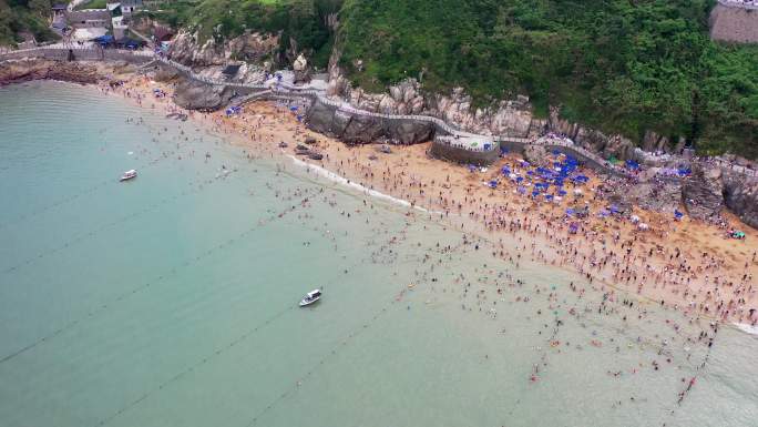 浙江温岭，松门洞下沙滩航拍视频素材