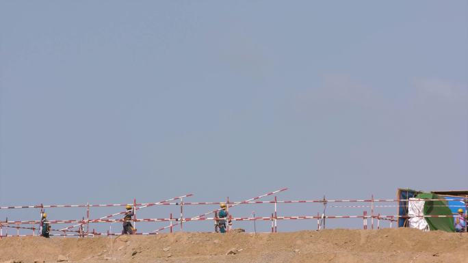 工地建筑 钢筋搭建 工人工作