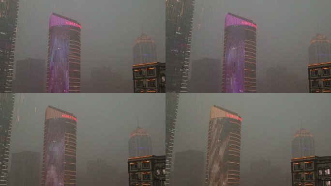 暴雨中的城市高楼