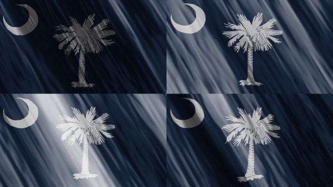 南卡罗来纳州旗。无缝循环动画
