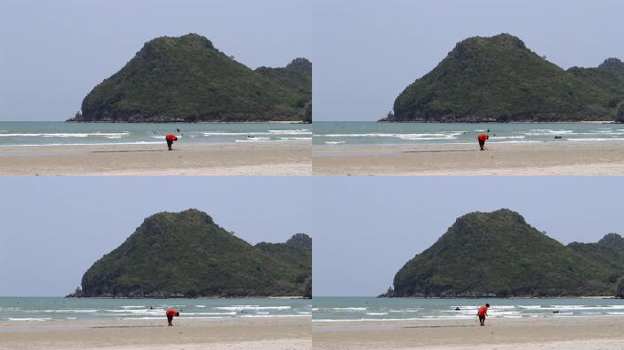 海浪冲击沙滩的慢动作镜头