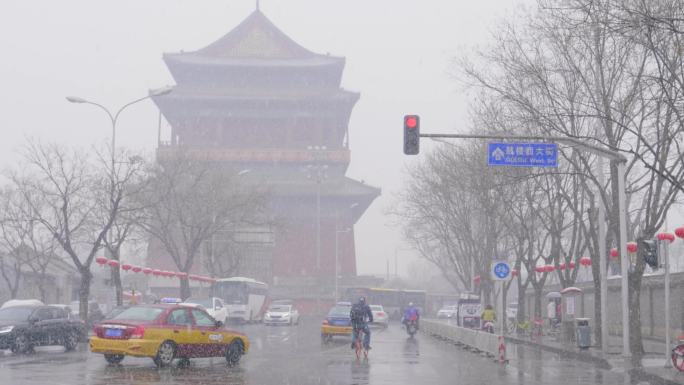 北京鼓楼西大街 鼓楼雪景 WJ