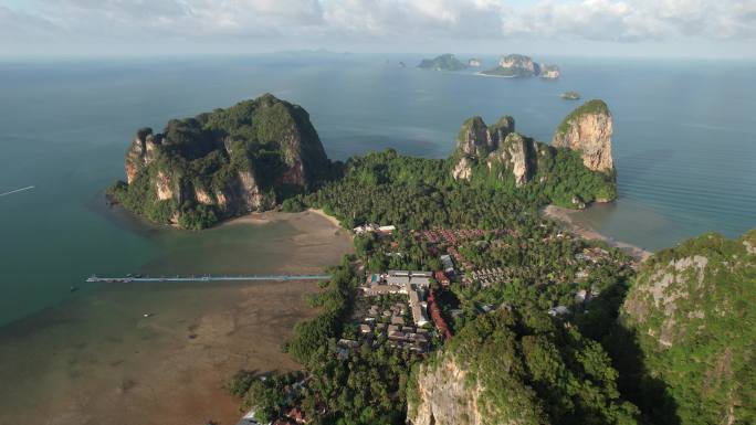 泰国甲米莱雷海岛清晨日出海滨风情自然风光