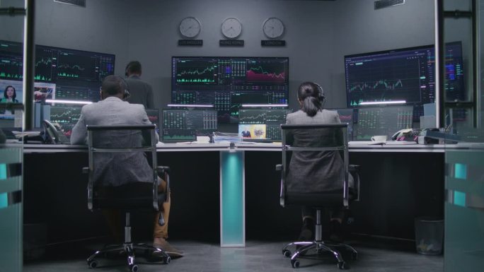 分析师在电脑上用显示的股票工作