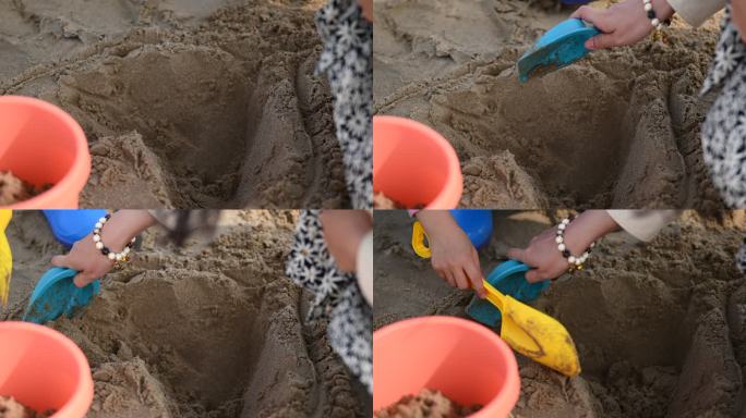 海边挖沙子