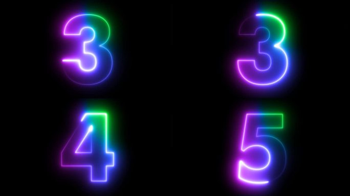 1到10计数数字与一秒钟的时间与抽象的霓虹色彩效果简单的镜头。