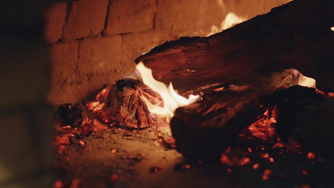 8k【木炭烤炉】壁炉木头果木