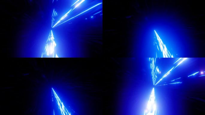 发光的蓝色霓虹灯空间隧道三维插图Dj循环-股票视频