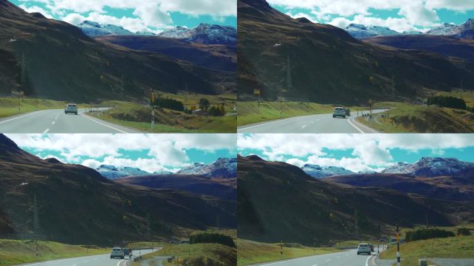 秋季瑞士乡村公路上的POV驾驶