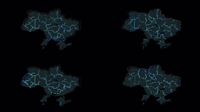 乌克兰地图形状轮廓，国家数字等高线