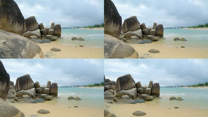 海边沙滩巨石 海滩岩石礁石
