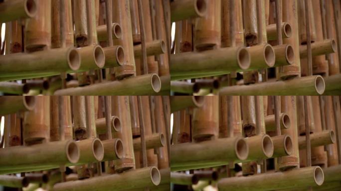 印尼爪哇angklung传统乐器的竹节细节