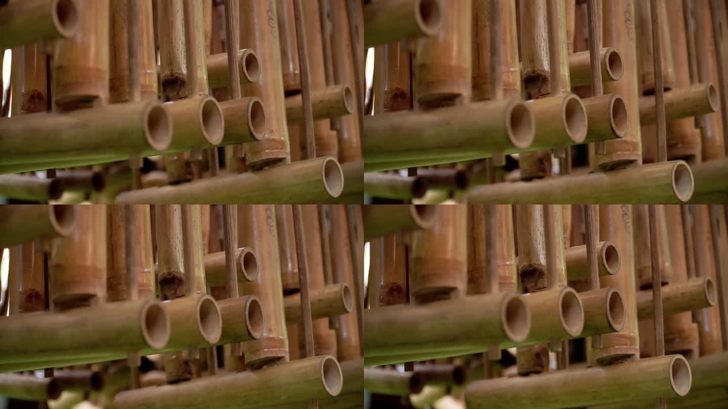 印尼爪哇angklung传统乐器的竹节细节