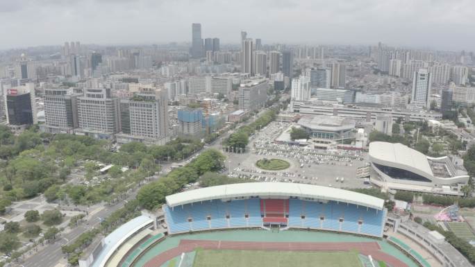 广东省东莞市中心广场六大馆东莞地标航拍