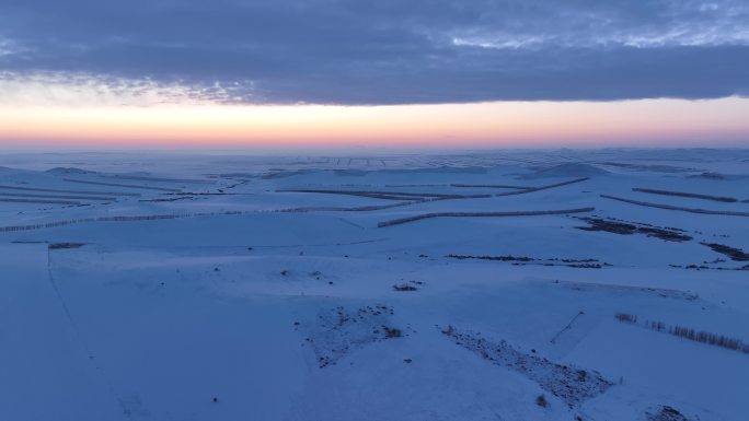 呼伦贝尔农垦垦区冬天雪景