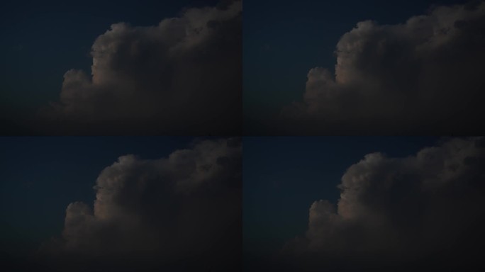 夏季傍晚天空中滚动的积雨云中雷电闪烁