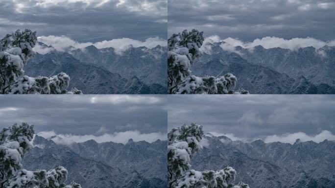 秦岭雪景延时冬季4K空境