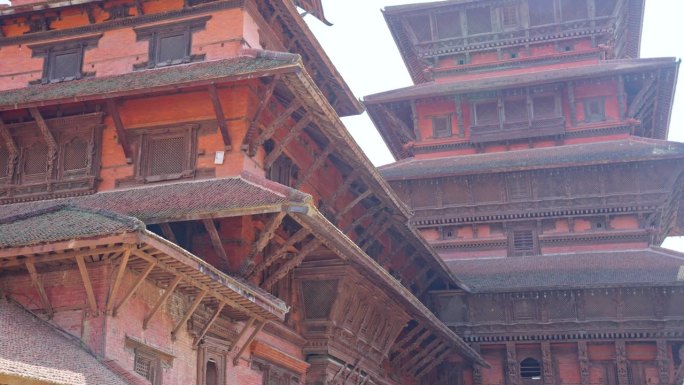 位于尼泊尔加德满都杜巴广场的哈努曼皇宫内部的特写细节