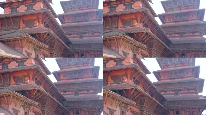 位于尼泊尔加德满都杜巴广场的哈努曼皇宫内部的特写细节