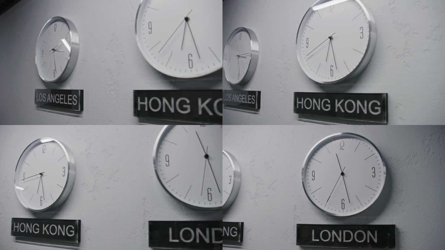 白色手表显示不同城市的时区