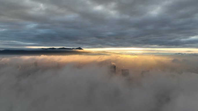 福州城市云海大景航拍