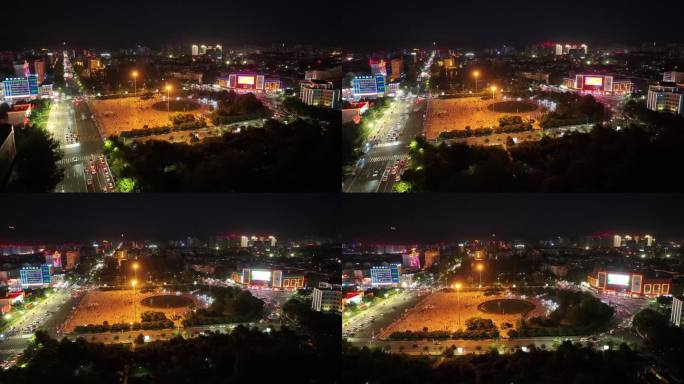4K城市夜景广场航拍视频素材