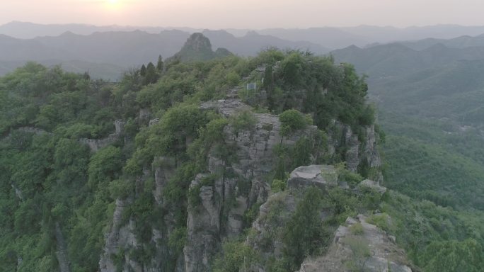 淄博马鞍山日落山顶航拍