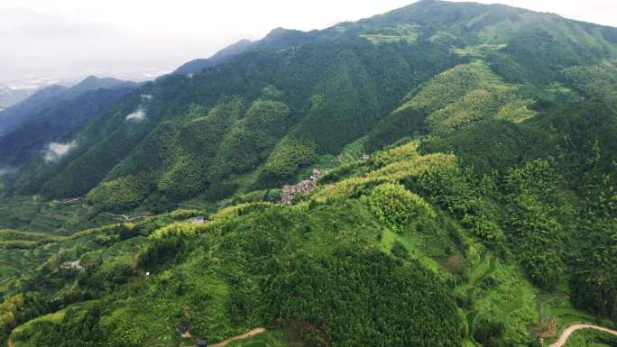 丽水松阳陈家铺村航拍空镜头风光山峦4K