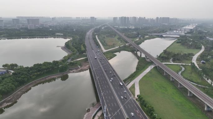 大美中国城市发展大景车水马龙繁荣景象航拍