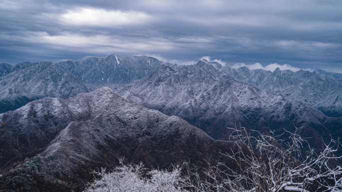 秦岭山脉雪景延时冬季4K自然风光空境