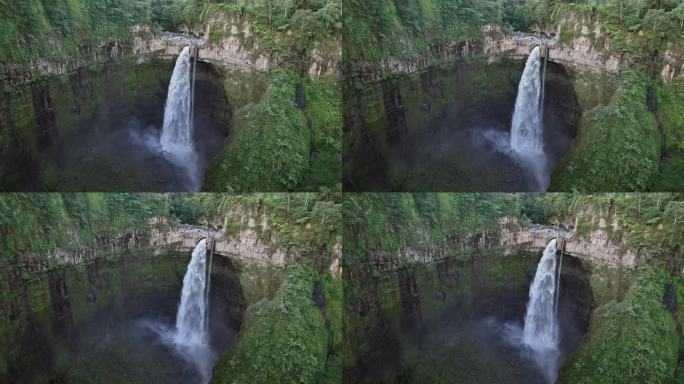 鸟瞰位于印尼玛琅附近的东爪哇Coban Sriti瀑布
