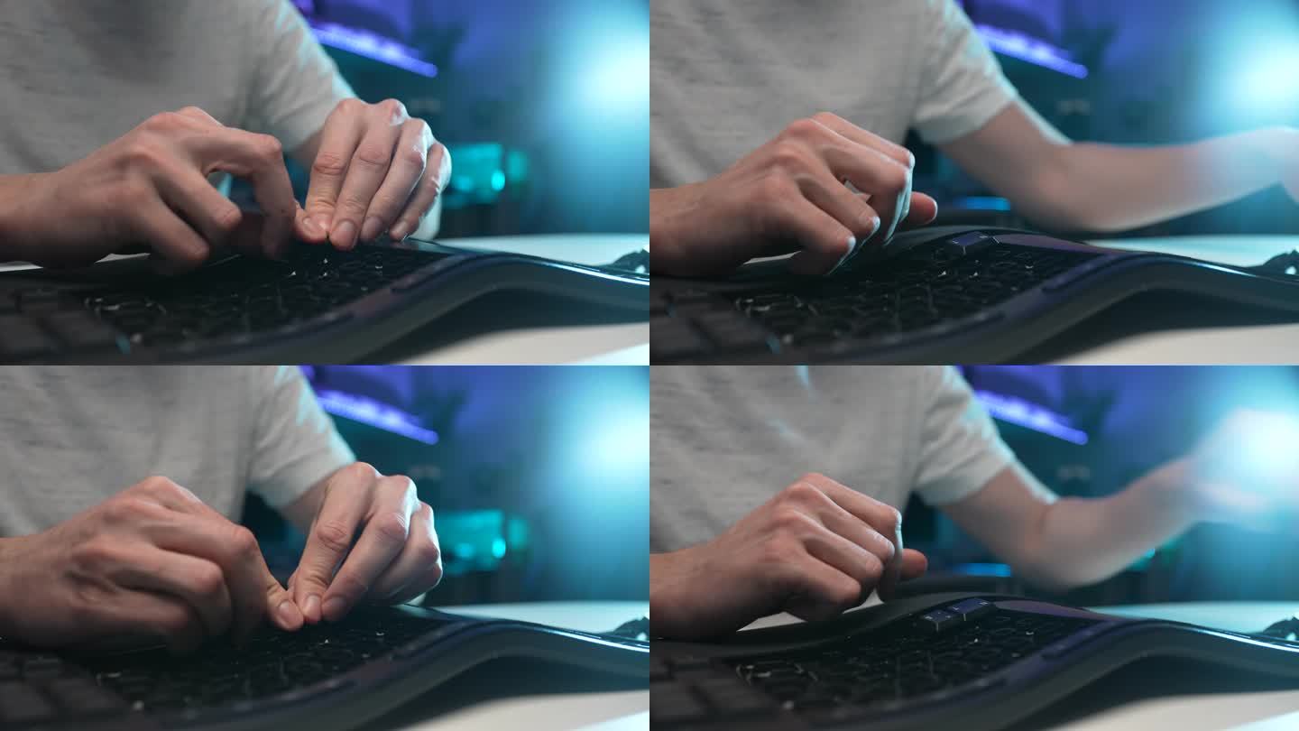 在清理了灰尘和污垢后，无法辨认的修理人员正在组装拆卸的键盘。PC男性用户清洗后插入键盘按键。