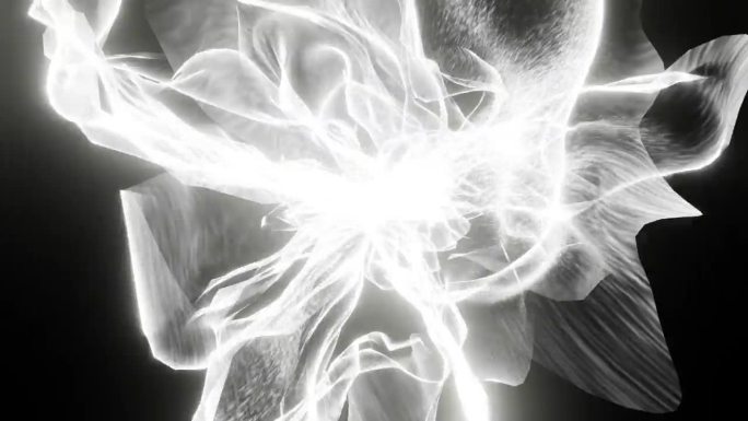 白色面纱飘动或能量与等离子体突出抽象脉冲3d渲染。Vj循环Dj迪斯科舞蹈夜总会。蝴蝶的翅膀