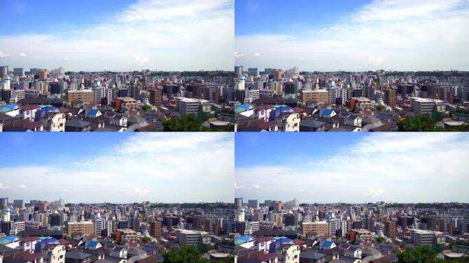 从山顶俯瞰这座城市。日本横滨