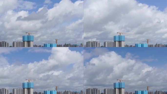 延时摄影城市天空蓝天白云