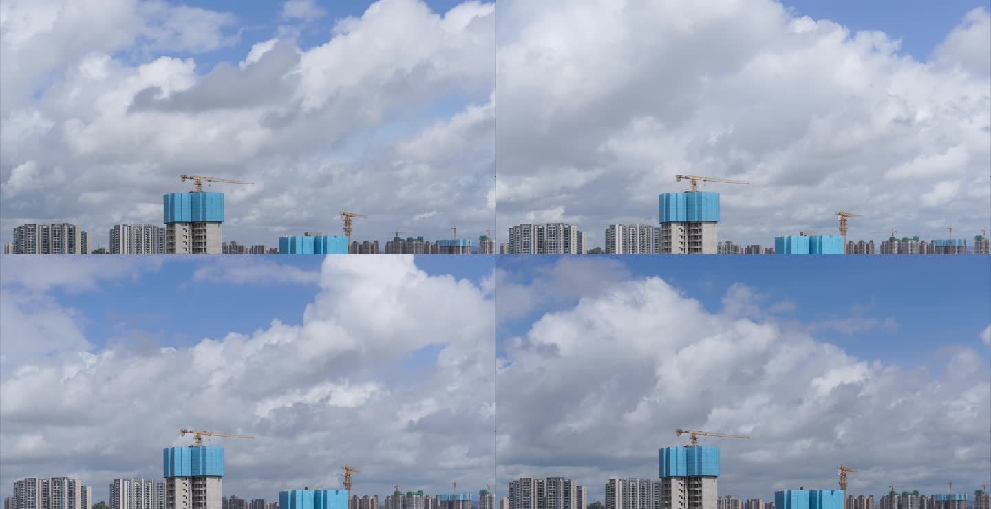 延时摄影城市天空蓝天白云