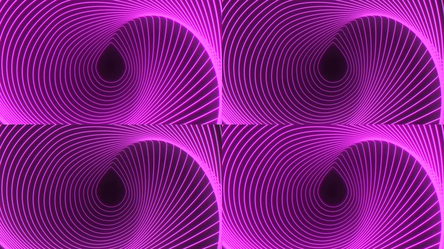 脉冲跟踪霓虹紫色线在螺旋黑色梯度