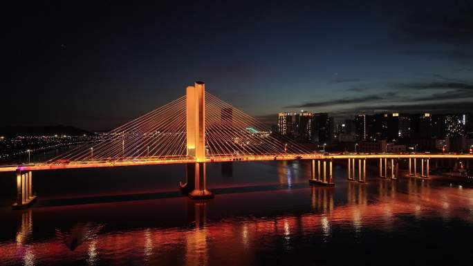 珠海横琴大桥夜景航拍