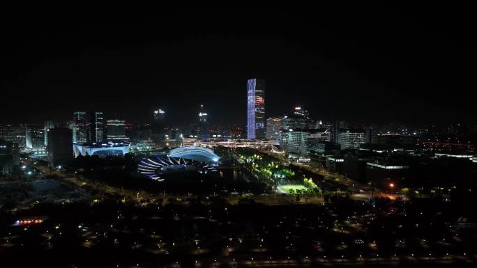 航拍 城市夜景 市区 繁华 商业圈