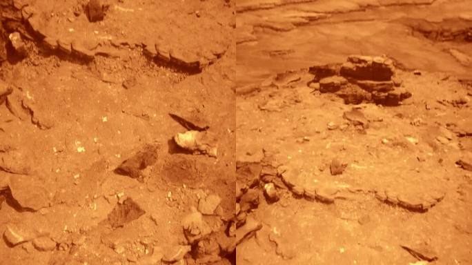 火星的岩石表面。空间探索和科学研究垂直视频