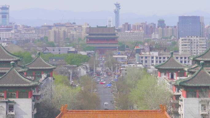 北京春天景色 景山上拍摄鼓楼 WJ