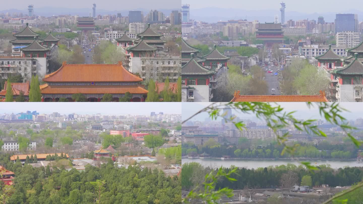 北京春天景色 景山上拍摄鼓楼 WJ