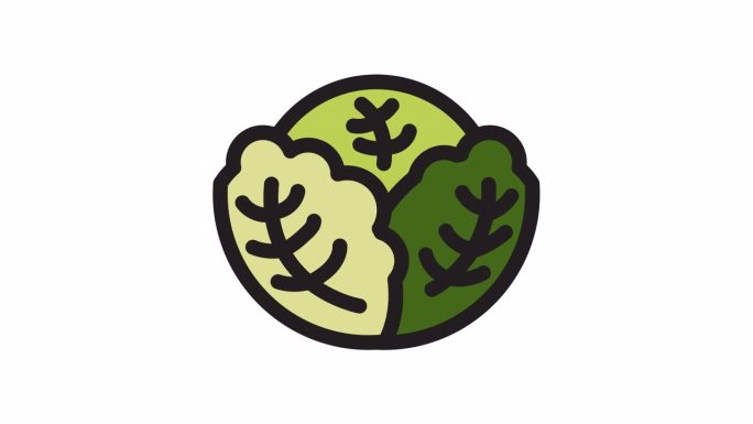 卷心菜，蔬菜透明背景上的动画图标。