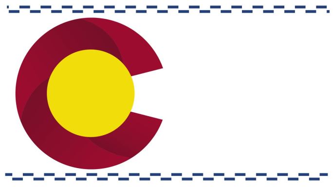 动画圆形科罗拉多州国旗矢量图标隔离在蓝色和白色的背景。8月1日科罗拉多日快乐