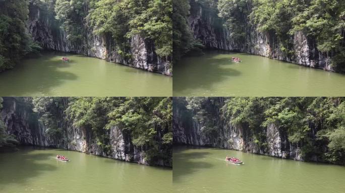 航拍贵州龙宫天池喀斯特地貌大气风光景色