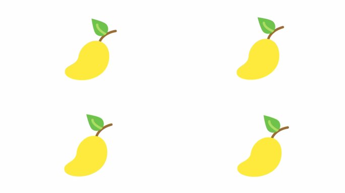 芒果，水果透明背景上的动画图标。
