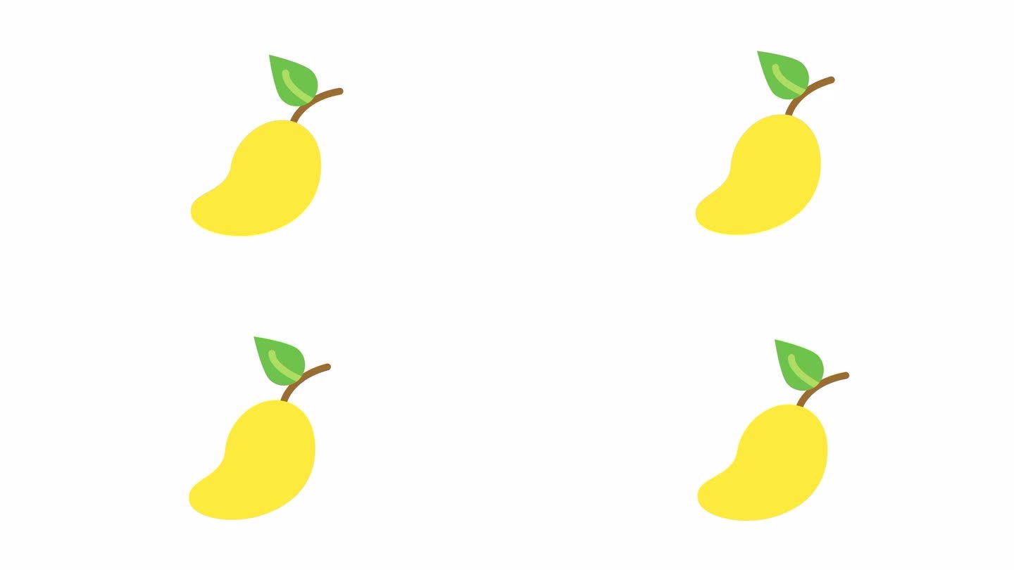 芒果，水果透明背景上的动画图标。