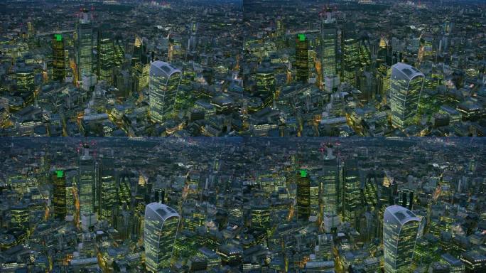 伦敦著名地标鸟瞰图。拥有现代摩天大楼的城市金融区。泰晤士河。英格兰。英国。用红色武器8K拍摄。