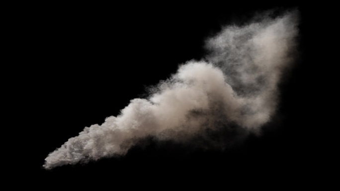 污染效果:黑色背景上戏剧性的烟雾