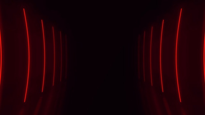 霓虹荧光灯照亮的红色灯杆讲台舞台抽象的彩色背景与明亮的霓虹发光的光线和发光的线条背景。循环的背景。光